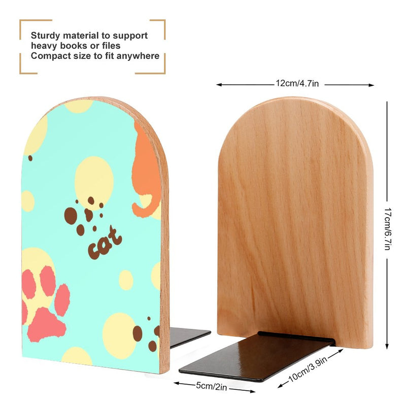 2 Pcs Wood Book Ends Non-Skid Book Stand B110