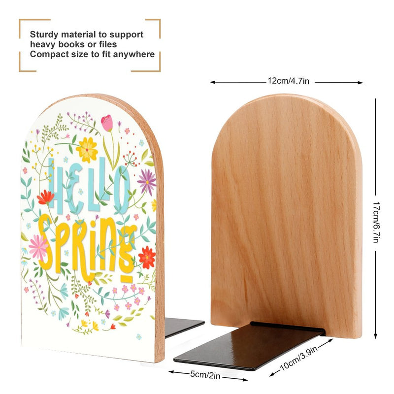 2 Pcs Wood Book Ends Non-Skid Book Stand B065