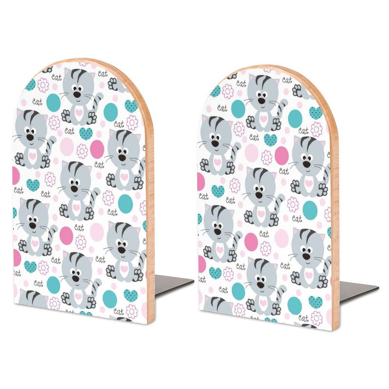 2 Pcs Wood Book Ends Non-Skid Book Stand B106