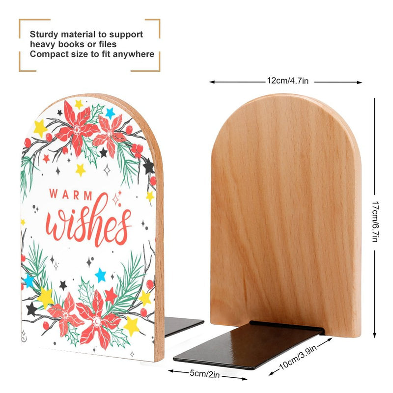 2 Pcs Wood Book Ends Non-Skid Book Stand B056