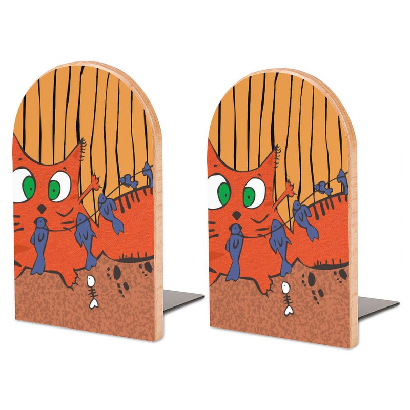 2 Pcs Wood Book Ends Non-Skid Book Stand B097