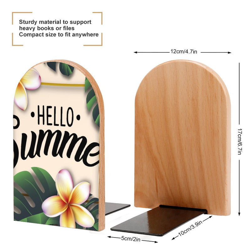 2 Pcs Wood Book Ends Non-Skid Book Stand B023