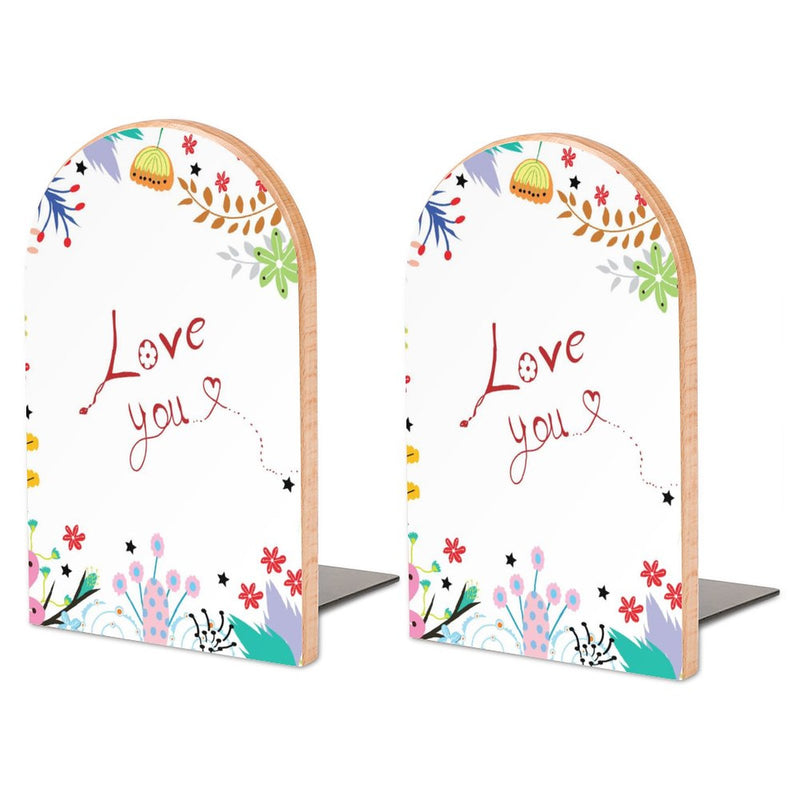 2 Pcs Wood Book Ends Non-Skid Book Stand B034