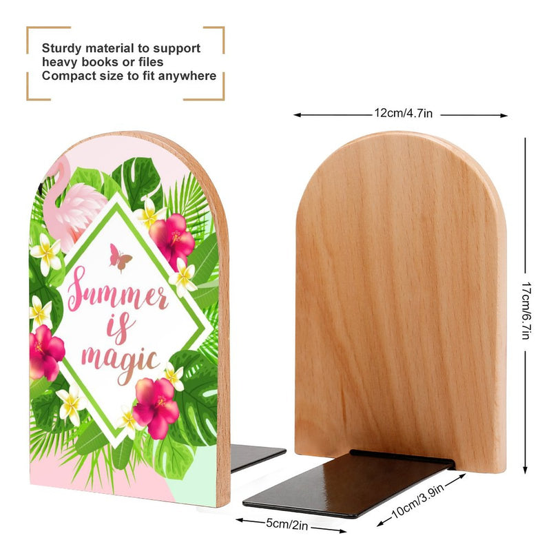 2 Pcs Wood Book Ends Non-Skid Book Stand B031