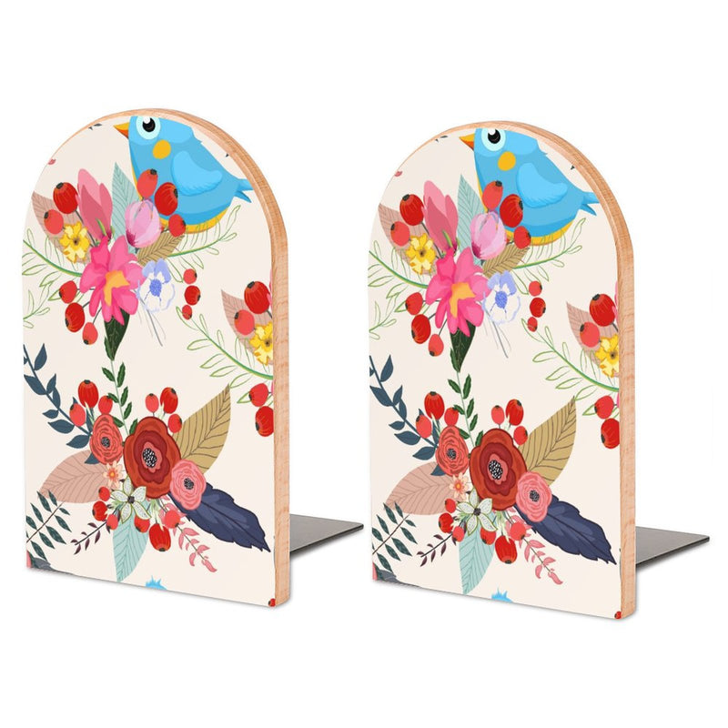 2 Pcs Wood Book Ends Non-Skid Book Stand B003