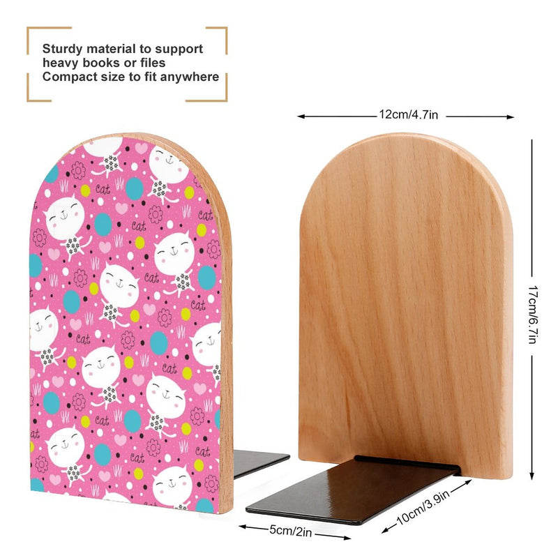 2 Pcs Wood Book Ends Non-Skid Book Stand B107