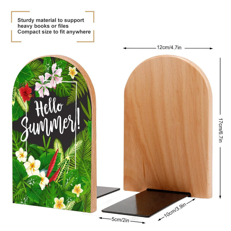 2 Pcs Wood Book Ends Non-Skid Book Stand B016