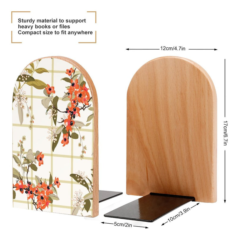 2 Pcs Wood Book Ends Non-Skid Book Stand B081